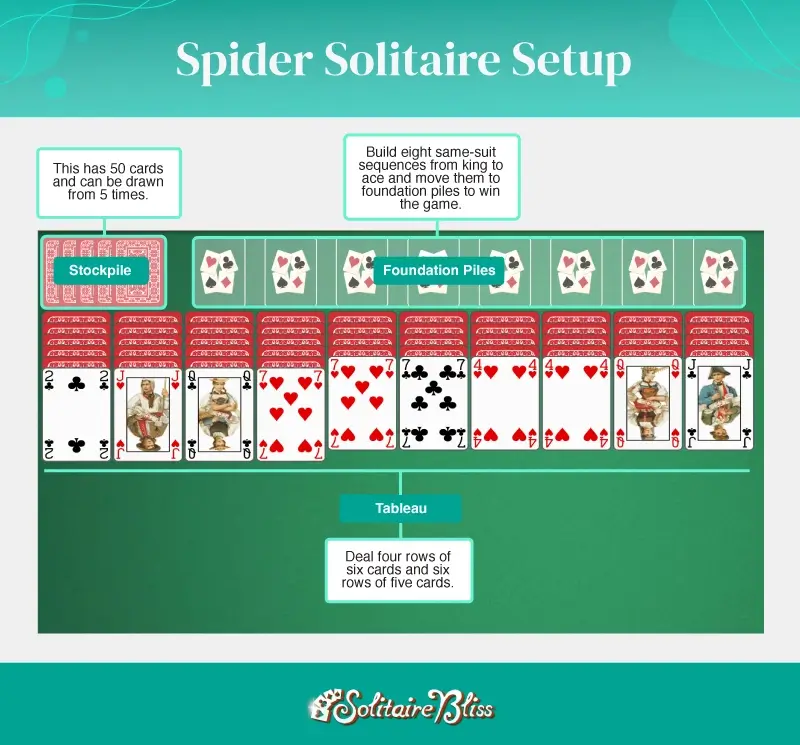 spider solitaire setup