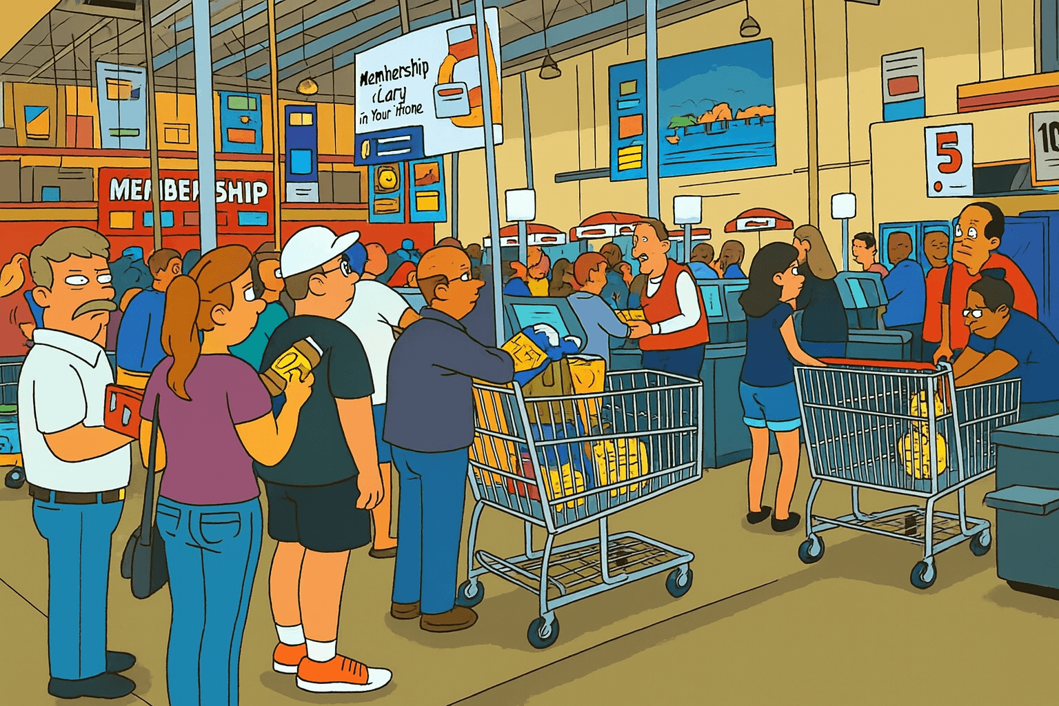 An image of people waiting in line at a store
