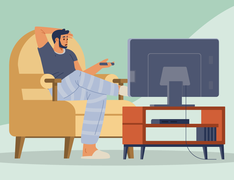 An illustration of a person watching TV