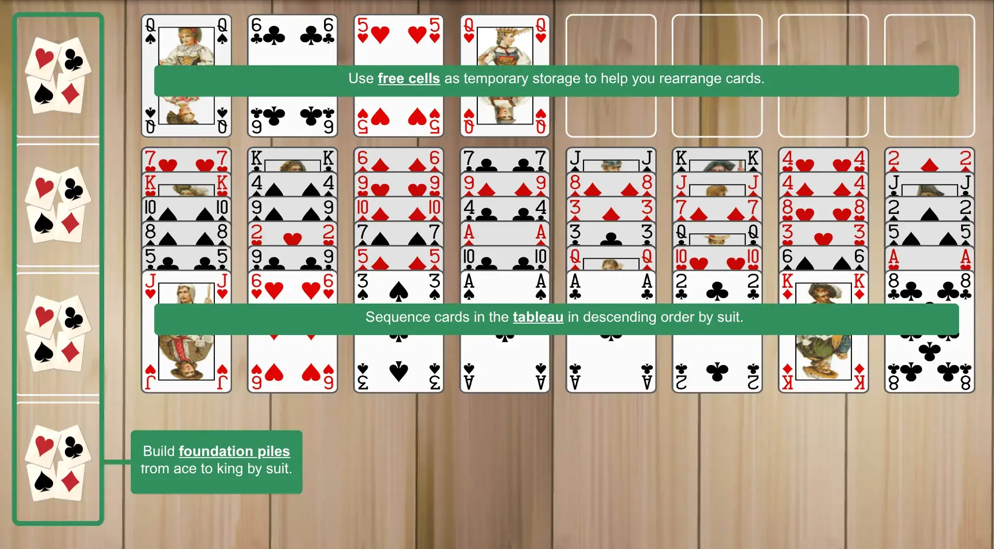 Eight Off solitaire setup