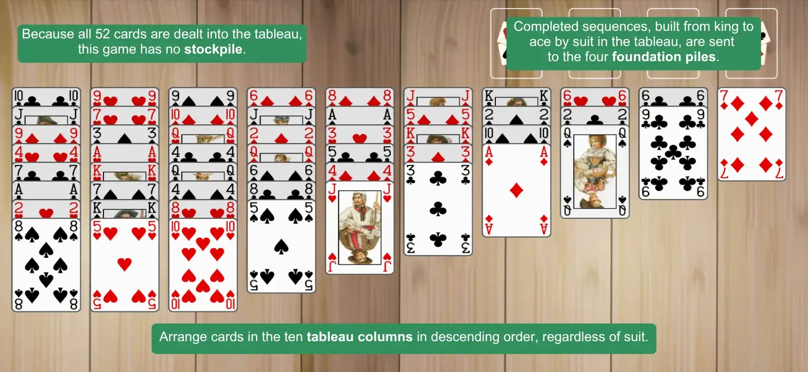 Simple Simon Solitaire setup