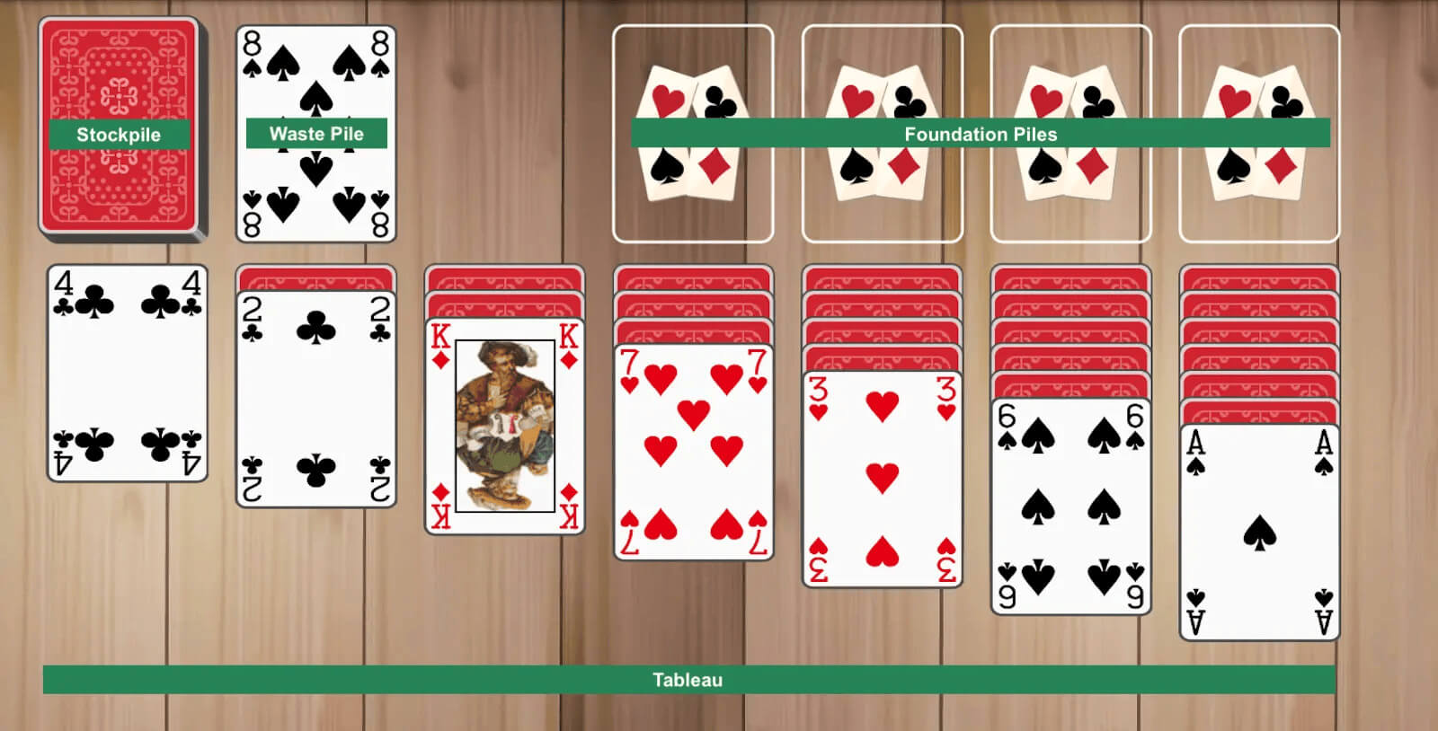 Solitaire setup with labels