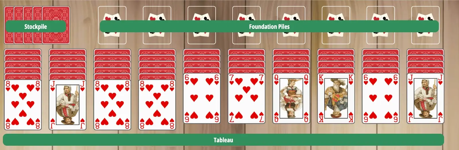 Spider Solitaire setup