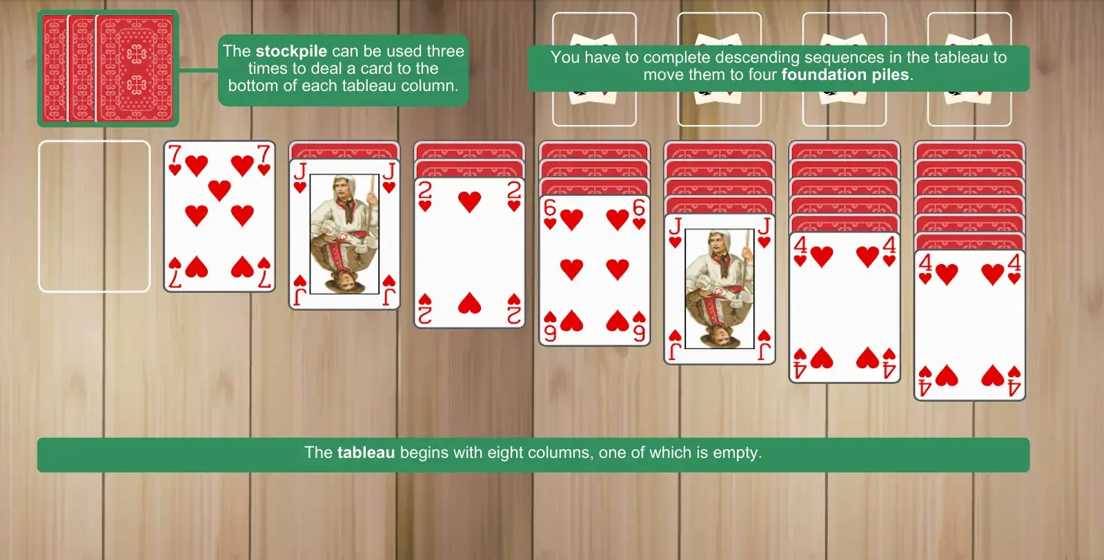 Spiderette Solitaire setup