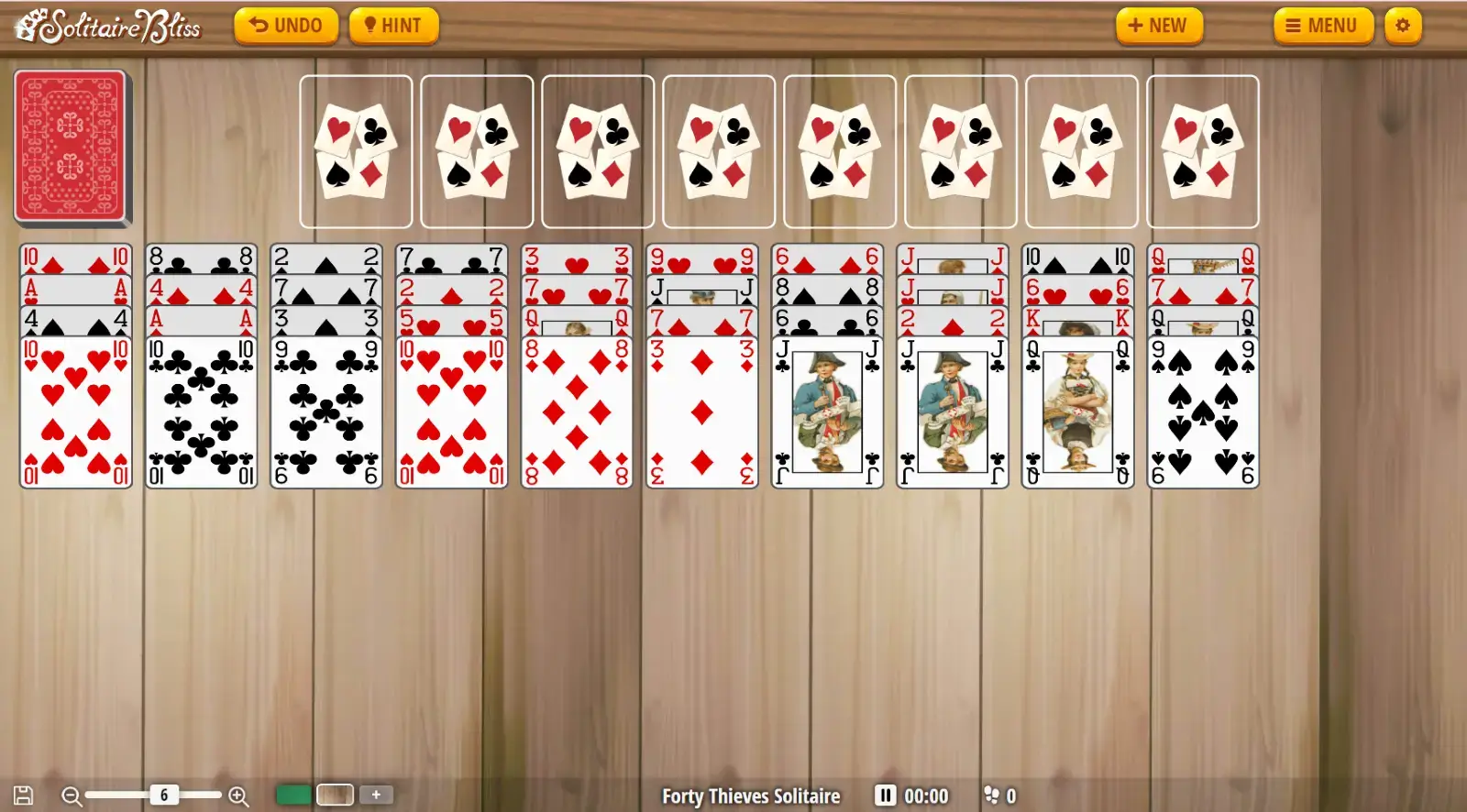 forty thieves solitaire layout