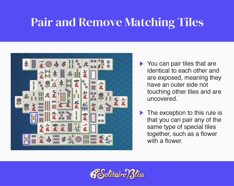 Pair and match tiles in Mahjong