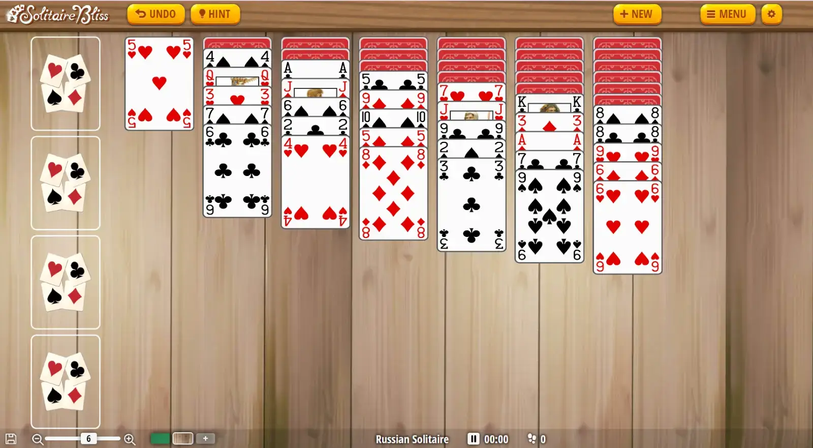 russian solitaire tableau layout