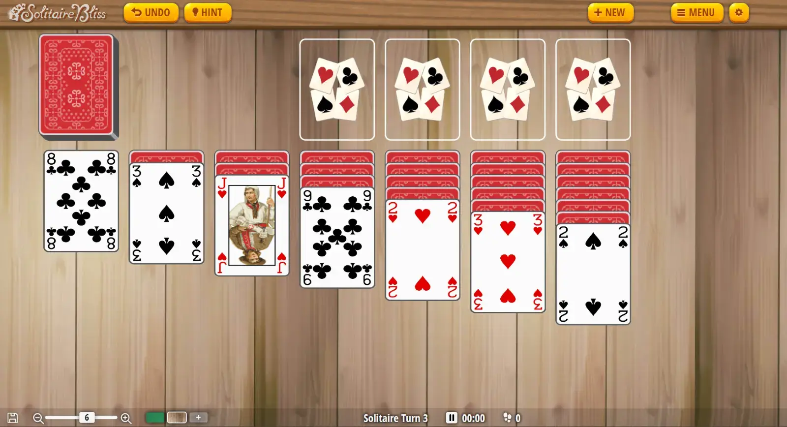 solitaire turn 3 tableau layout